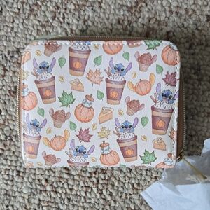 Cute Fall-Themed Wallet with Stitch And Pumpkin Print